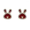 Stud Earrings 2024 Red Ear Studs For Women Year Girl Happy Cute Little Chinese Accessories