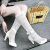 Stiefel Kolnoo 2024 Frühlings Sommer Frauen High Heels Großgröße 34-46 High-Top-Luft-Mesh-sexy Modeabend-Prom Booty-Schuhe