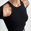 Koszulki damskie Słodka seksowna czarna bezprzewodowa koszulka z długimi rękawami dla kobiet 2024 wycięcie szczupłego dopasowania amerykańskiego wełnianego wełniane