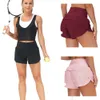 Designer Lu Lemons versnellen High Rise Lined Short Taille Sports Shorts Dames Set Snel drogen Loose Running Kleding Zipper Pocket Fiess Yoga Hoge kwaliteit