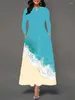 Robes décontractées Femmes Floral imprimées maxi longues manches de robe élégante Boho Beach Party plus taille