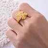 Cluster Rings Wando Gold Scrub Ring Flower Design Charm Style For Women Light Yellow Color Plated Christmas Jewelry Gift