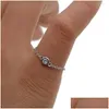 Clusterringen 925 Sterling Sier Jewelry Factory Prijs Delicaat Minimalistisch verbluffend meisje Women Bezel Single Stone CZ Dainty Ring Drop D DHXMC
