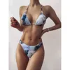 New Swimwear Women's Tie Dye Printed Sexy Bikini High Waisted Split Swimsuit