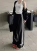 Pantalon féminin houzhou coréen mode joggers noirs femme y2k pantalon de survêtement de fée avec des arcs surdimensionnés à rayures kpop sport pantalon