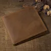 財布の手作りの本物の革の財布のメンカウハイドビルフォールドクレイジーレザーカスタマイズされたカードホルダーカウスキンマネークリップコイン財布