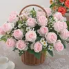Decoratieve bloemen imitatie langdurige realistische kunstmatige bloemdecor voor bruiloftsfeest gedetailleerd nep roze middelpunt patio