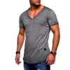 Men's Suits B6237 Tops Tees Arrived Deep V Neck Short Sleeve Men T Shirt Slim Fit T-shirt Skinny Casual Summer Tshirt Camisetas