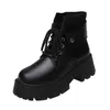 Casual Shoes 2024 Autumn Winter British Knight Boots Female Velvet Schoolgirl Short Ins Fashion Chunky Heel Ladies