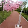 Dekorativa blommor 2,6 m höjd Silk Artificial Cherry Blossom Tree Road Simulation Flower With Iron Arch Frame For Wedding Event Decor