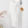 Casual Dresses Solid Color Dress Women Chic Timeless Sticked Pleated Maxi For Cocktail Parties Weddings Special