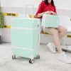 Carry-Ons New Retro Rolling Luggage Set spinner women travel suitcase bag on wheels ABS password box trolley carry on trunk fashion valise