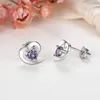Boucles d'oreilles Mini Heart Purple Crystals Luxury Piercing 2024 Fashion Classic Elegant Charm Bijoux en gros de boucles d'oreille en gros pour les femmes