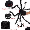 Décoration de fête 30cm 50cm 75cm 90cm surdimensionné P Black Spider Halloween Outdoor Home Bar House House Horror Props 2023 Drop délivre DH5R1