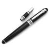 Ручки роскошные бренд Duke D2 Fountain Pen Silver Black Clip Callicraphy Metal Gift Bend Bend Double Nib Ink Pencain