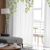 Osłona liści rośliny winorośl Sheer Tiul Curtains for Living Room Valance Kitchen sypialnia okno Draperia