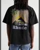 Rhude Summer Coconut Tree Racing High Street Leisure Propostorile Round Rece Beck زوجين قصير الأكمام تي شيرت