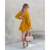 Casual Dresses Women Corduroy Shirt Mini Dress Long Sleeve Button 2024 Autumn Winter Office Lady Elegant Fall Robe Vestidos