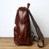 Rugzakken NZPJ Leather Heren Backpack Europese en Amerikaanse mode -reistas Vintage Head First Layer Cowhide Leisure Backpack