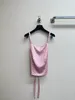 Designer Women's 2024 New Summer Women's Sweet Pink Lady Metal Chain Sleeveless Vest Fashion Woman Casual Elegant Tops