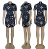 New Women's Dress Designer Brand Short sleeved Printed Shirt Dress Goddess Sexy Dress J2845