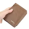 Portefeuilles Business Leather Men's Wallet court à trois pliages Purs à bandoue de carte grande capacité Portefeuille argent masculin de luxe