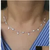 Anhänger Halsketten Fabrik Mode Frauen Choker 337 cm Gold Rose Rhodium Diamant Form CZ Drop Charm Station Halskette Juwely P othxp
