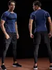 Komprimierung T-Shirt Männer Sommer Sportbekleidung laufen T-Shirt Elastic Schnell trocken Sporttops T-Shirt Sports Fitnessstudio Workout Shirts Männer 240419