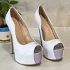 Dress Shoes Ronticool Women Platform Pumps Shiny Sexy Thin High Heels Peep Toe Violet Club Ladies US Plus Size 5-20