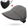 Berets Wide Brim Design Cap Empty Top Adjustable UV Protection Headgear Outdoor Beach Visors Hat Face Mask Hook