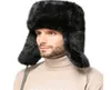 Real Rabbit Fur Trapper Hat Ear Flaps Män ryska Ushanka Aviator Hunter Ski Cap9865085