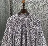 Kvinnors blusar 2024 Fashion Printed Floral Lantern Sleeves Long Sexig Right Loose Doll Top Shirt 0324