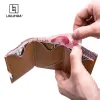 Clips liulihua support de carte unique avec portefeuille magique à trifold en acier inoxydable menets en cuir réel.