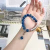 geomancy accessory Design High-end Wheat Ear Barley Koi Heavy Industry with A Blue Sugar Heart Agate Wax Sier Crystal Bracelet