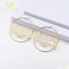 Hoop Huggie Hie Personalised Gold Stainless Steel Custom Name Earring Big Nameplate Handmade Jewelry For Women Girl Round Circle Oorbe Dhgv4