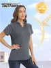 TACVASEN UPF 50 VNECK KORT SLEEVE TSHIRTS WOMENS SUNUV Protection T Shirts Golf Tennis Outdoor Sports Fitness Pullover Tops 240416