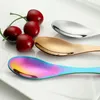 Set di stoviglie da 2 in 1 cucchiaio in acciaio inossidabile in oro e forcella da 6 pezzi 6pcs per utensili da cucina portatile in metallo da campeggio