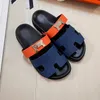Two Uncle Slippers Free Shipping With Shoebox Summer New Metal Buckle Velcro Fashion Open-toe One Line Beach Couple Plus Size Sandals