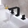 Rubinetti del lavandino da bagno design di moda di alta qualità in ottone rubinetto nero 3 fori 2 manici per bacino mixer tocco di acqua fredda bagni d'acqua fredda