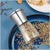 Mills Manual Pepper Salt Grinder Sauve en acier inoxydable Sauce de cuisine Trop-outil de gouttes Home Garden Dhwcj