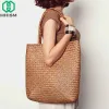 Taschen Whism Whism handgefertigt Rattan Storage Basket Luxus Square Modes Bags Stroh gewebter Frauen Umhängetasche