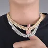 Jwy Fashion Jewelry Necklace a ciondolo Collana 18K Gold placcata ghiacciata Crystal Hip Hop Miami Cuban Shiny Link Chain Choker per uomini donne