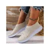 Casual Shoes Shining Crystal Flats For Women Designer Luxury Breathable Mesh White Sneakers Sapatilhas Mulher Sport Woman