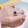 Cluster Rings Luomansi Luxury Ring 7x9MM Tanzanite S925 Silver Shining Jewelry Women's Anniversary Party Birthday Mother Gift
