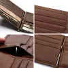 Plånböcker 100% äkta läder män pengar klipp kort plånbok design mode smal bifold kontantklämma kontanthållare tunn handväska för man