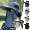 Berets Sunshade Hat Big Eal Mask Fishing Outdoor Caps Sport Detachable klimbescherming Wandel Zon Werk F7P2