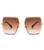 Kachawoo Womens Rimless Sunglasses Ladies Metal Gradient Lens Brown Block Sun Glasses Memale Accessories Summer Y2006193708060