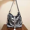 Kovalar lüks leopar baskı omuz çantası orijinal deri kadın çanta moda perçin messenger çanta markası bayan büyük crossbody çanta tote