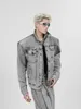 GMIIXDER GOTHIC THEPICY SCHULTER PAD DENIM Jacke Herren Frühling Herbst Designer Vintage gewaschene graue Jeans zweiteilige Set/Single 240412