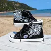 Casual Shoes Women's High-top Canvas Lace-up For Women Black Big Diamonds Student Pretty Fairy Sneakers 43 44